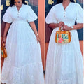 Palm Bloom Eyelet Maxi Dress