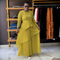 Golden Bloom Pleated Dress