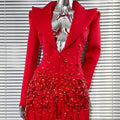 Crimson Cascade Embellished Dress