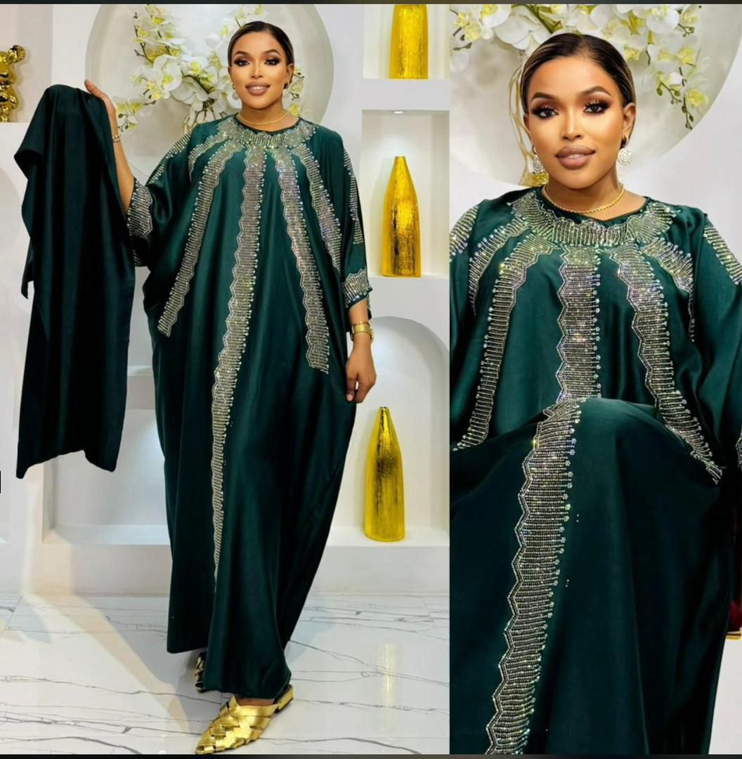 Emerald Veil Embellished Kaftan