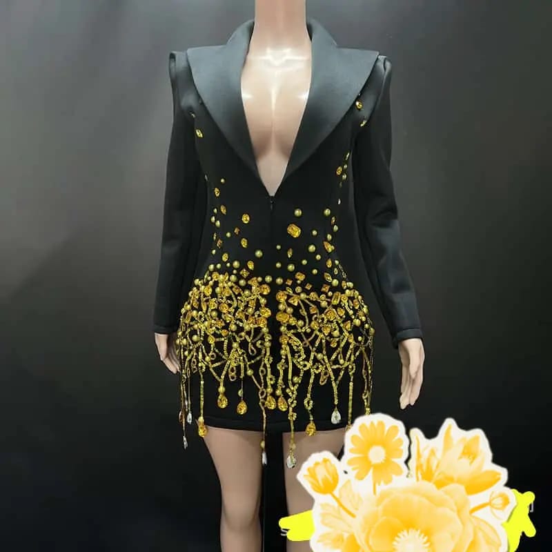 Crimson Cascade Embellished Dress