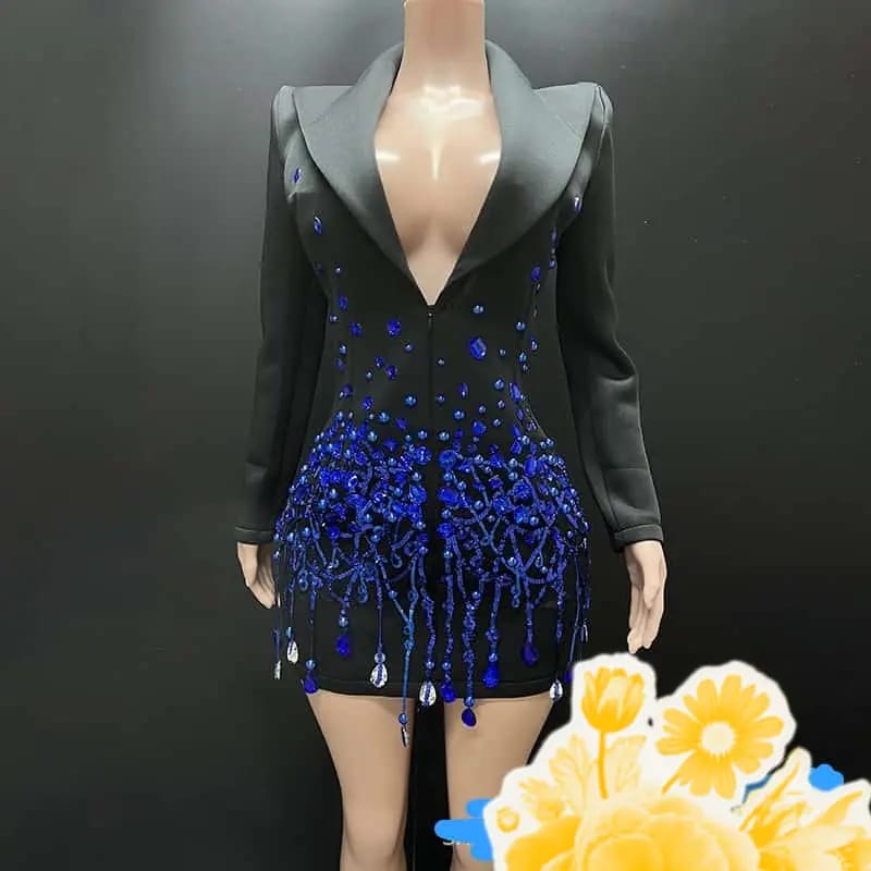 Crimson Cascade Embellished Dress