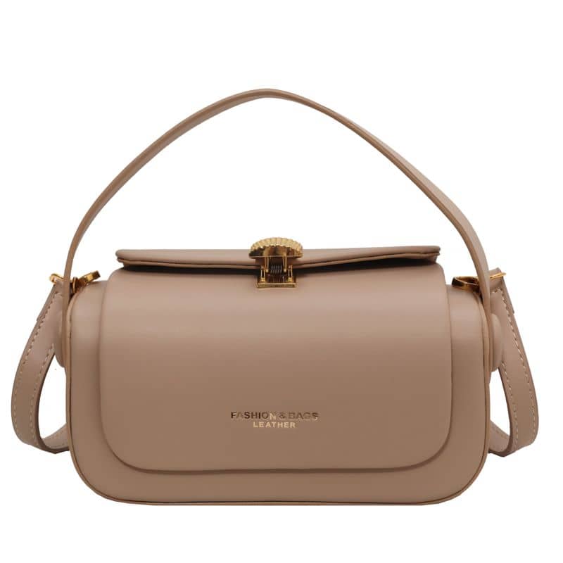 Beige Luxe Structured Satchel (BAG)