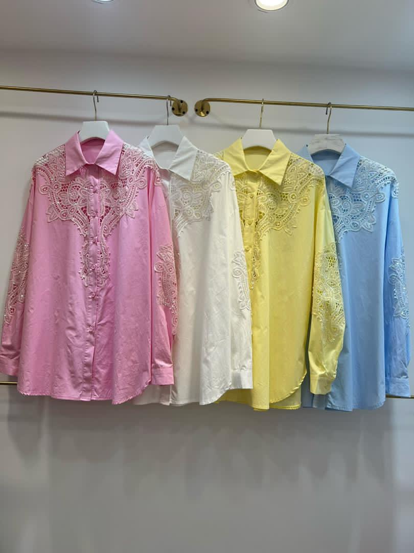 Pastel Lace Elegance Shirt Set