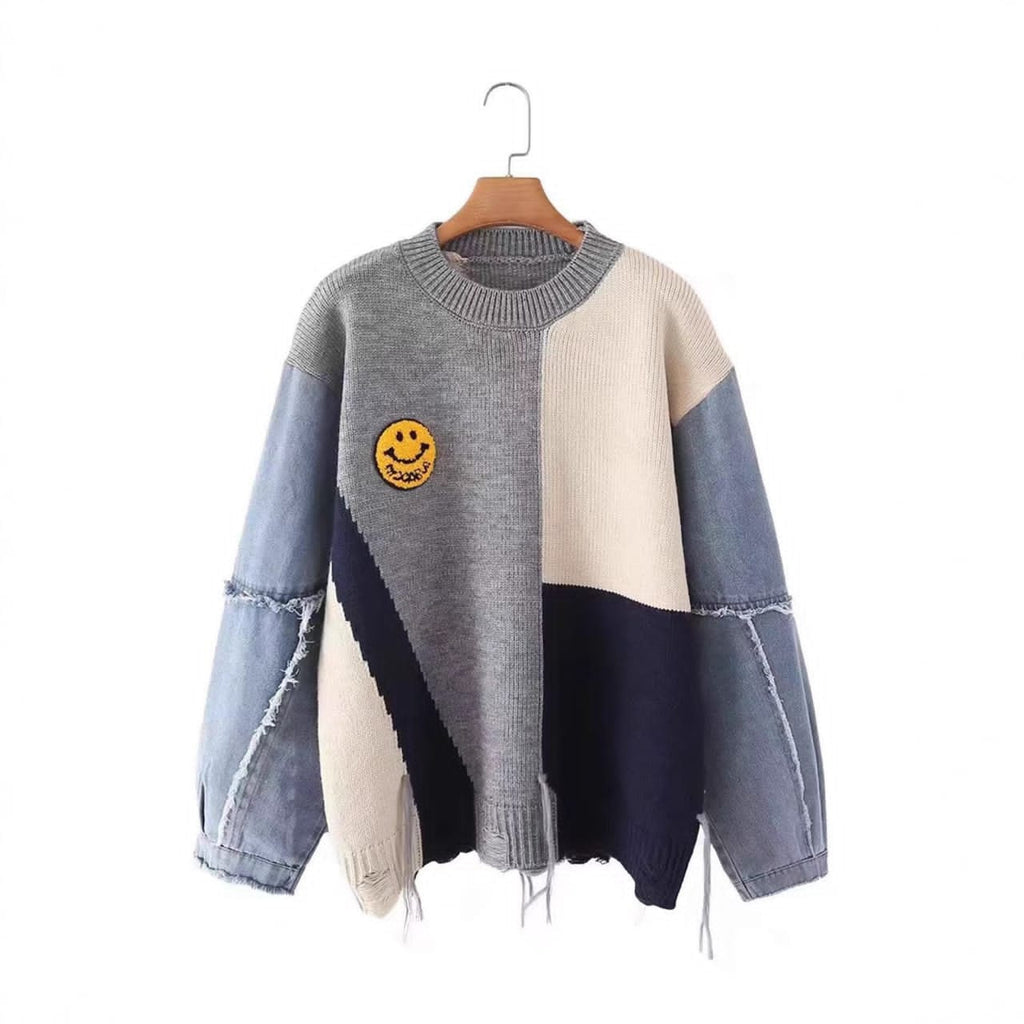 Smile Knit Denim Sweater