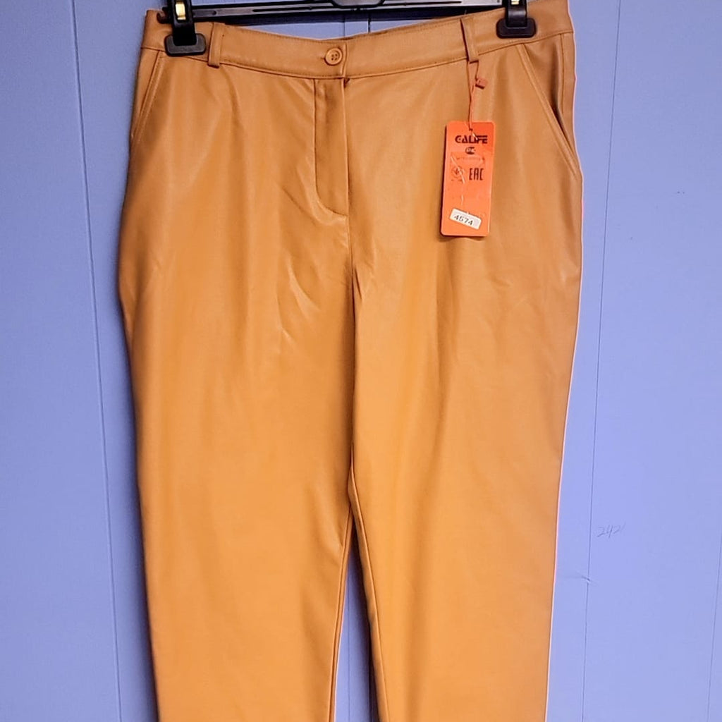 Mustard Luxe Faux-Leather Pants