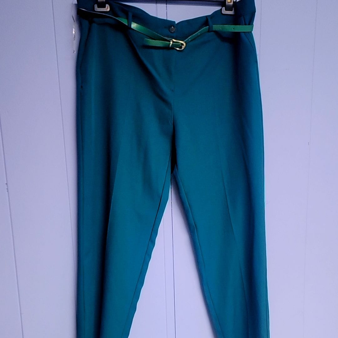 Teal Crest Belted Trousers