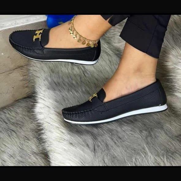 Hermès Signature Gold Accent Loafers