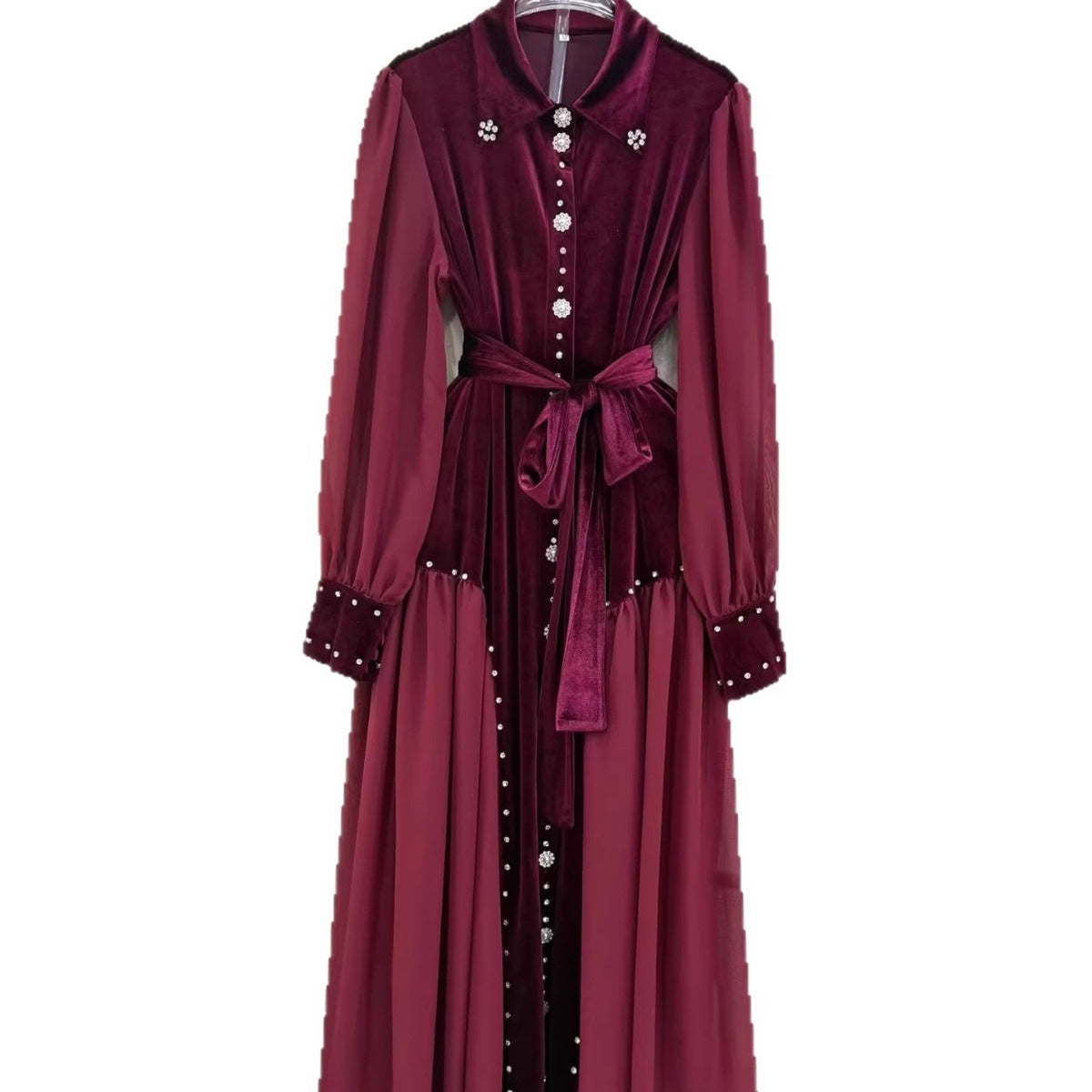 Velour Majesty Burgundy Gown