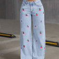 Cherry Pop Wide-Leg Denim